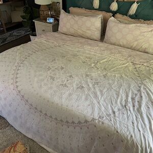 Pink/white Mandela KING SIZE duvet cover w/shams